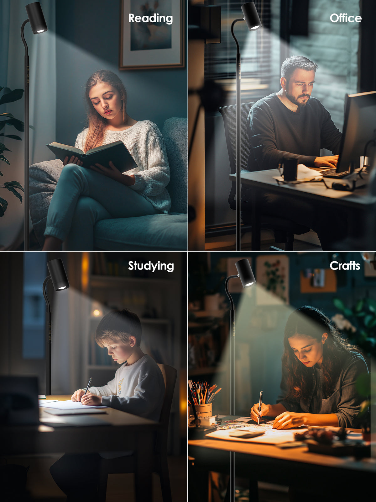 GLOWRIUM® H2 Stehleuchte – Beidseitige LED-Leuchte für Wohn- und Schlafzimmer
