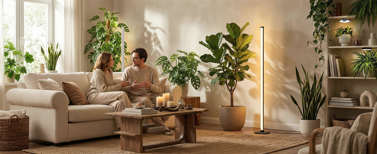 Glowrium G3 full spectrum LED vertical floor lamp in modern living room