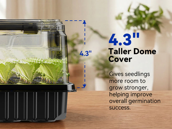 Upgraded 4.3 inches taller dome cover featured on Glowrium G9 seed starter kit