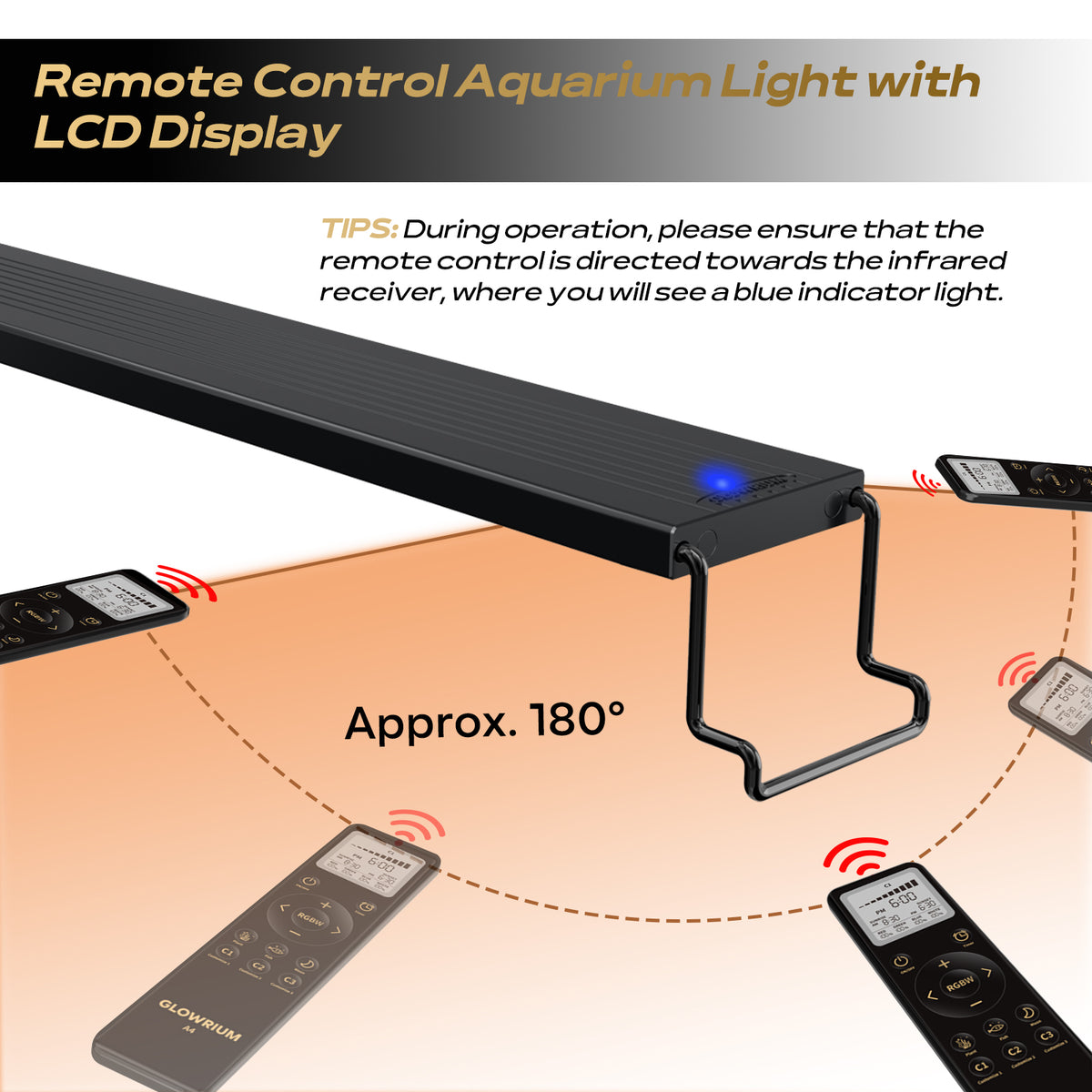 GLOWRIUM® A4 LED Full Spectrum Freshwater Aquarium Light with IP67 Waterproof
