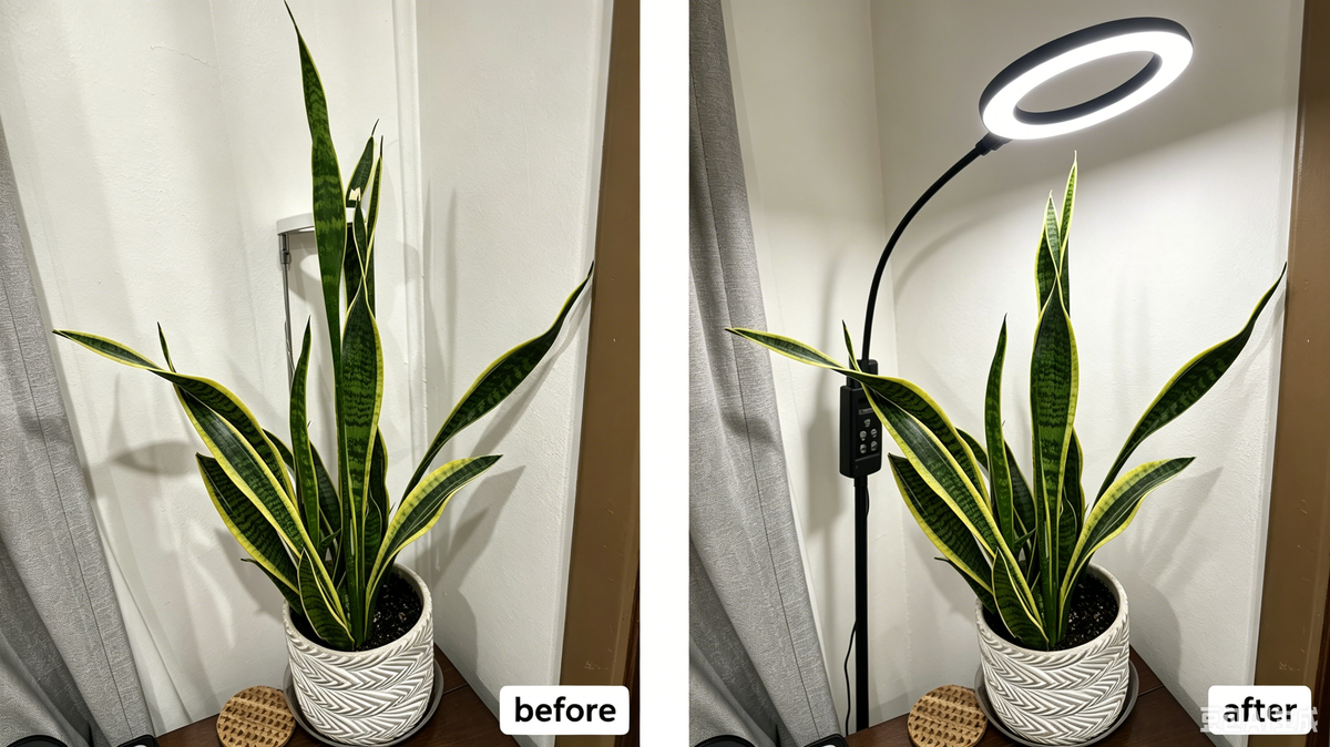 Grow Lamp Suggestions for a Snake Plant on a Nightstand (Low Light Indoor Fix)