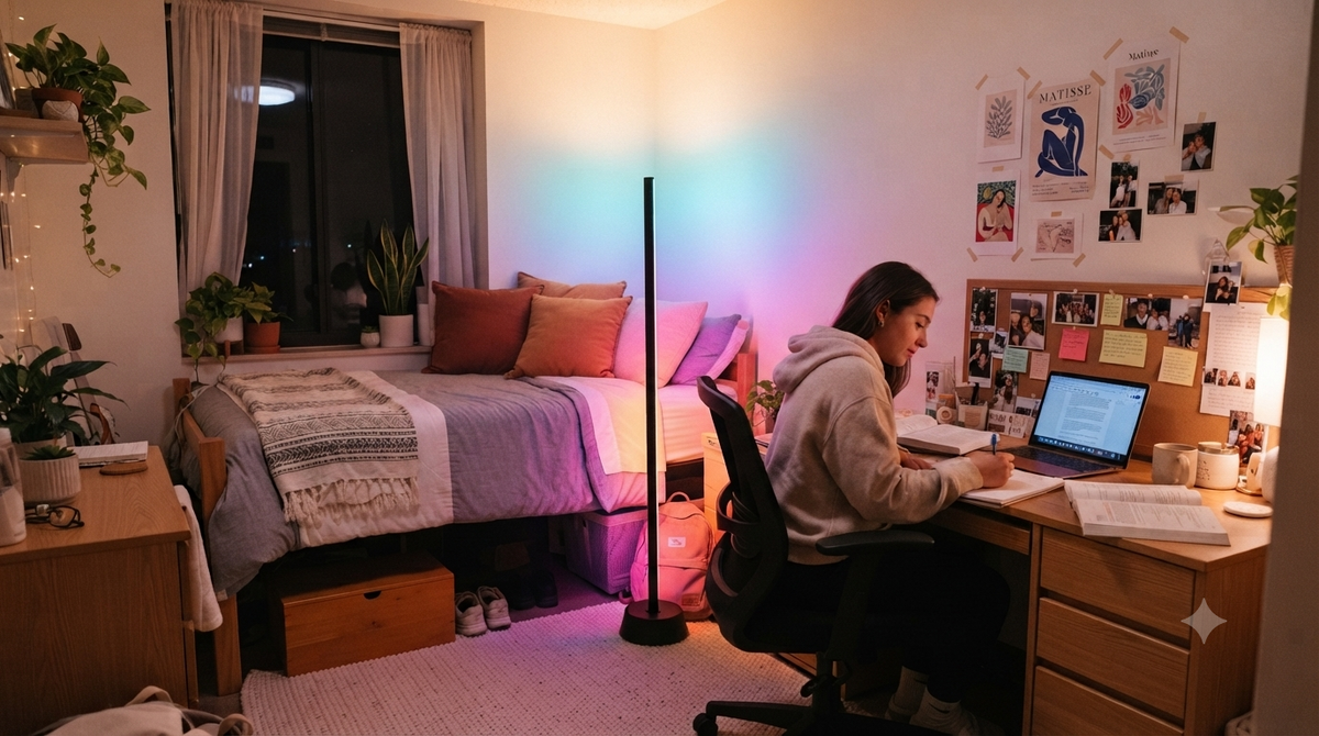 How to Make a New Dorm Room Feel Like Home: Simple Layout and Lighting Ideas for College Students