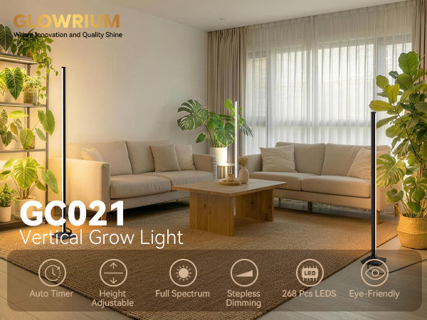 Glowrium G3 full spectrum floor plant light with stand for living room