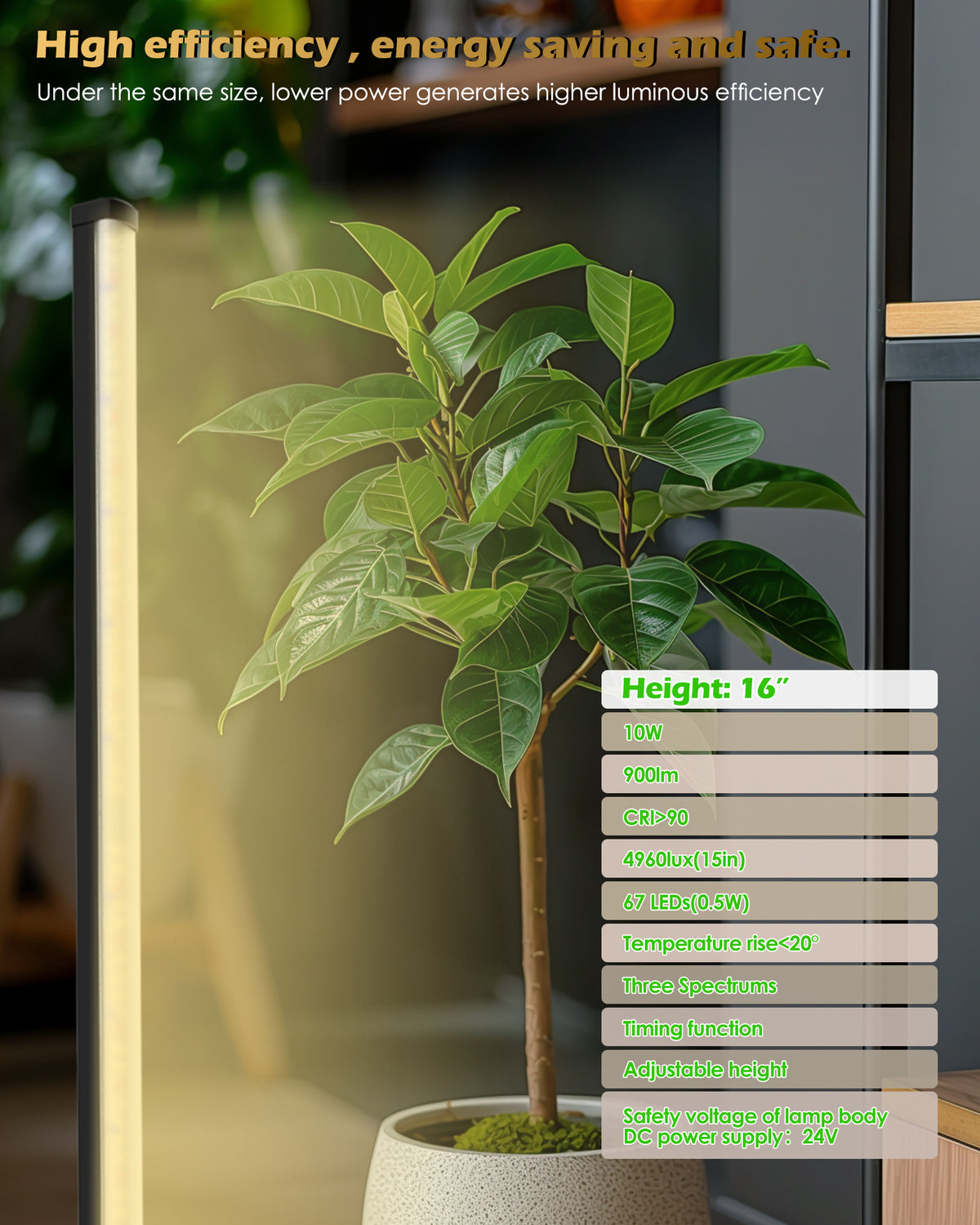 GLOWRIUM Full Spectrum Plant Grow Lights  (15 in) 10W Hanging and Standing Auto-Timer Wide Area Coverage in Indoor Plants-G3