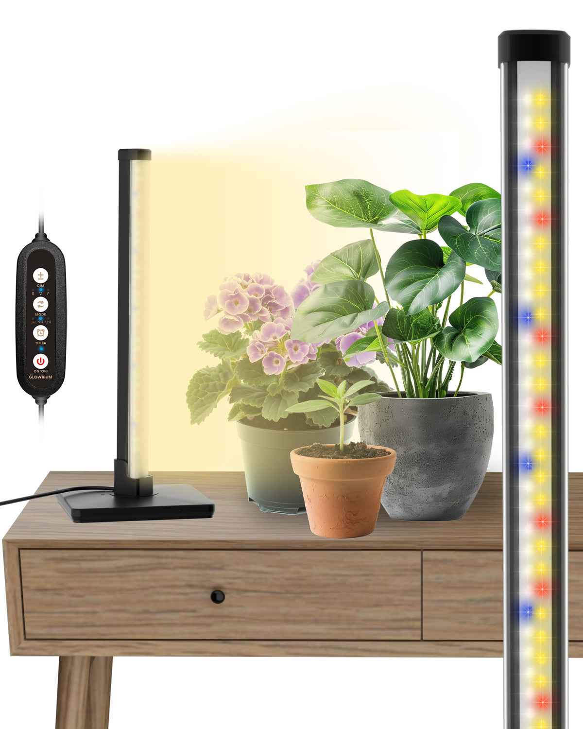 GLOWRIUM Full Spectrum Plant Grow Lights  (15 in) 10W Hanging and Standing Auto-Timer Wide Area Coverage in Indoor Plants-G3