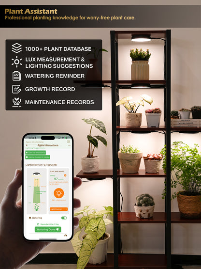 GLOWRIUM® G7 Smart LED Grow Light for Indoor Plants - Full Spectrum, Auto Timer, Stepless Dimming, Watering Reminder, Modular Design, Plant Assistant