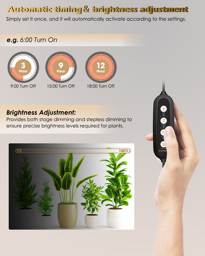 GLOWRIUM® G3 30W (114 cm) Pflanzenleuchte – Vollspektrum, hängend und stehend, Auto-Timer, große Reichweite für Zimmerpflanzen