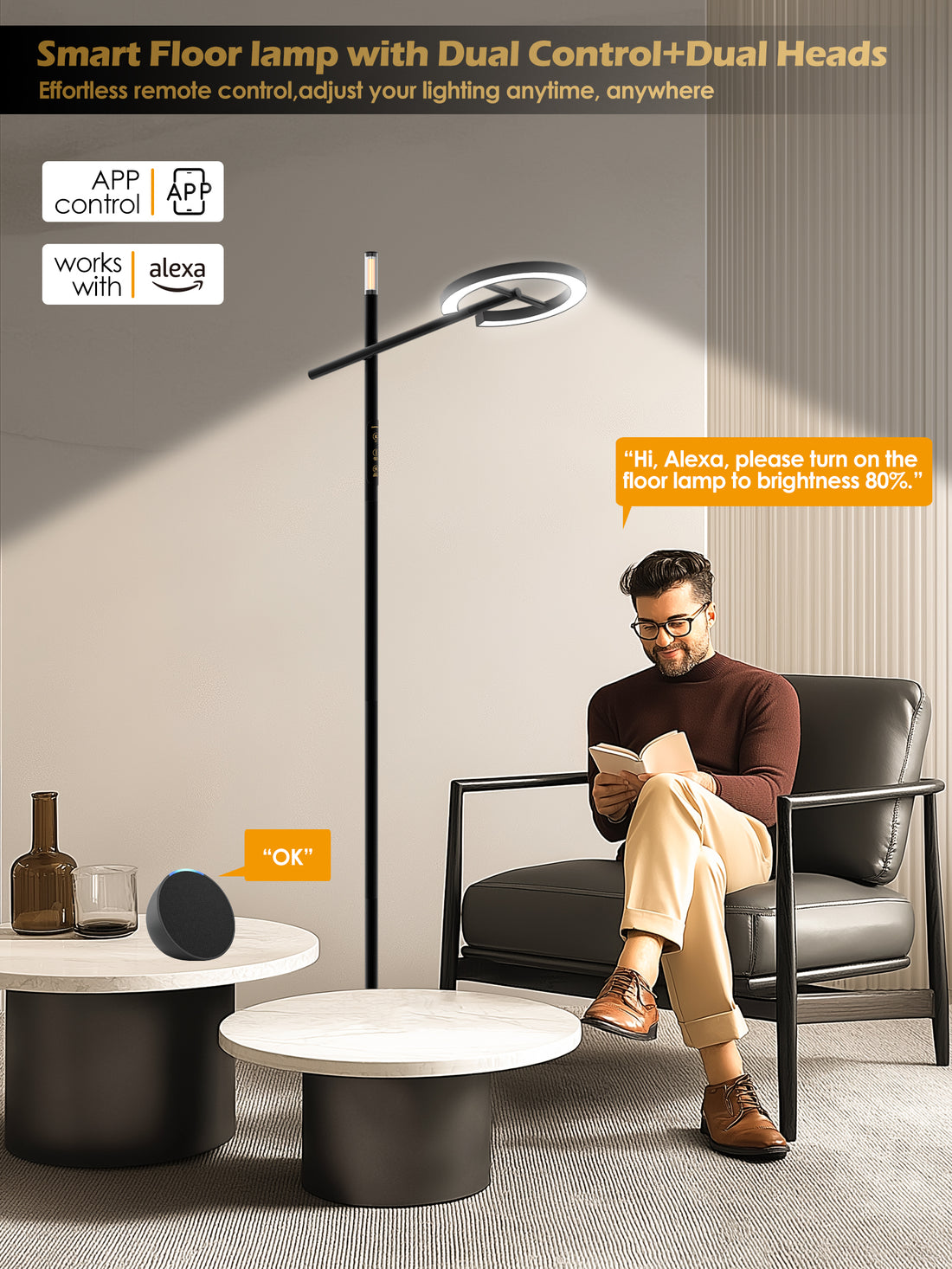 GLOWRIUM® H1 Smart Home Floor Lamp with APP Control &amp; Stepless Dimmable