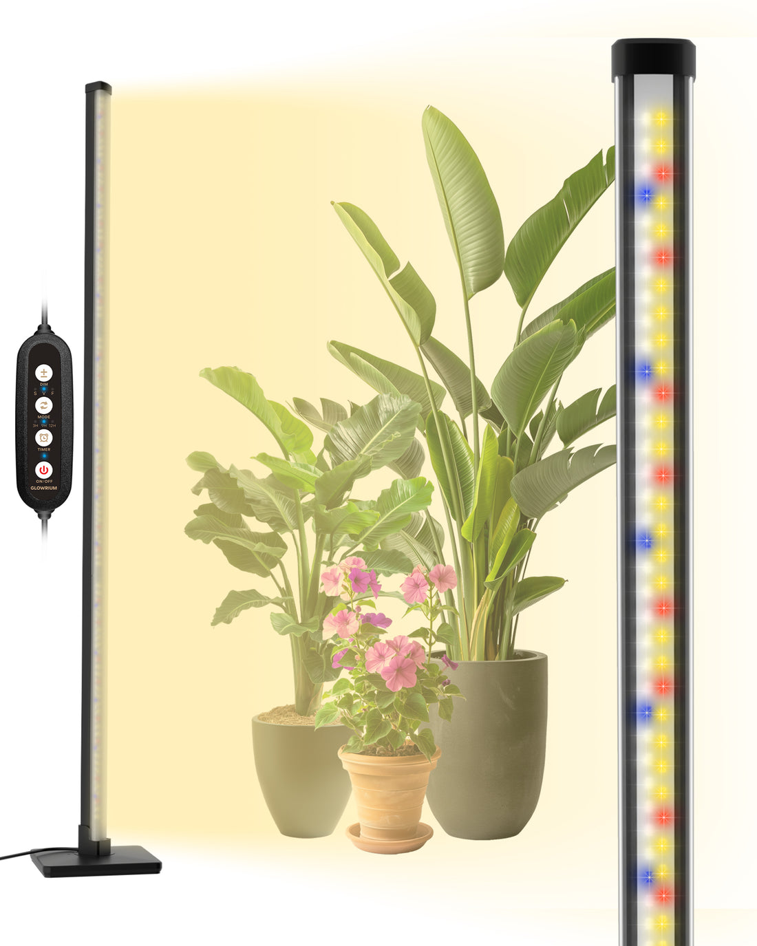 GLOWRIUM® G3 30W (45 in) Grow Lights - Full Spectrum, Hanging and Standing, Auto Timer, Wide Area Coverage for Indoor Plants