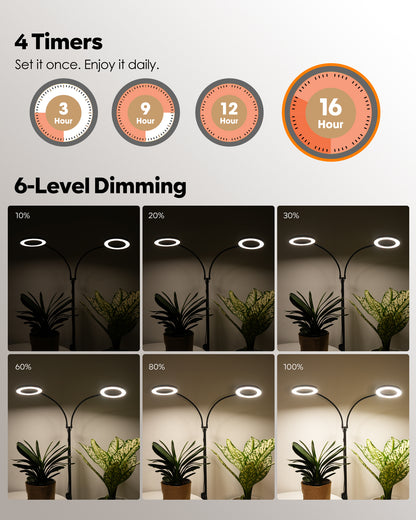 Auto timer and 6-level dimming on GLOWRIUM G2 floor grow light