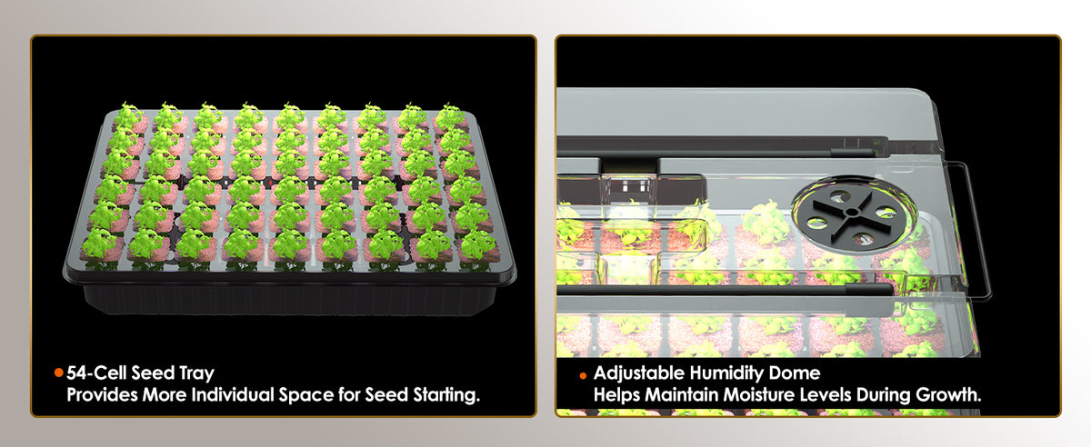 Glowrium G9 seed starter kit with 54 cell tray and adjustable humidity dome