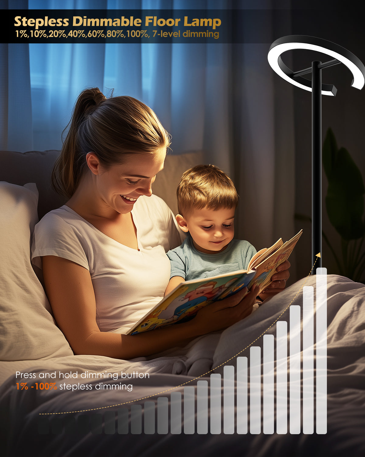 GLOWRIUM® H3B 2700K-6500K Stehleuchte mit Fernbedienung für Wohnzimmer &amp; Schlafzimmer &amp; Büro