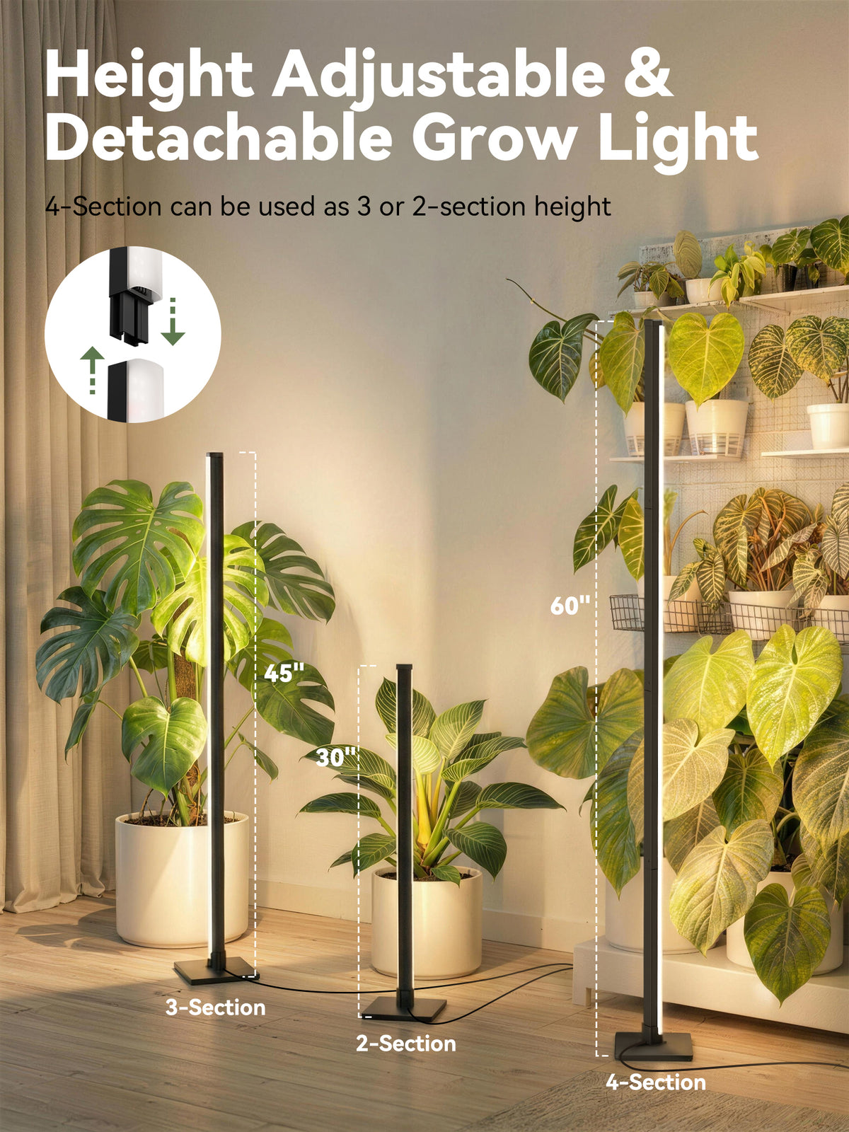 GLOWRIUM G3 adjustable height vertical grow light, 30", 45", 60"