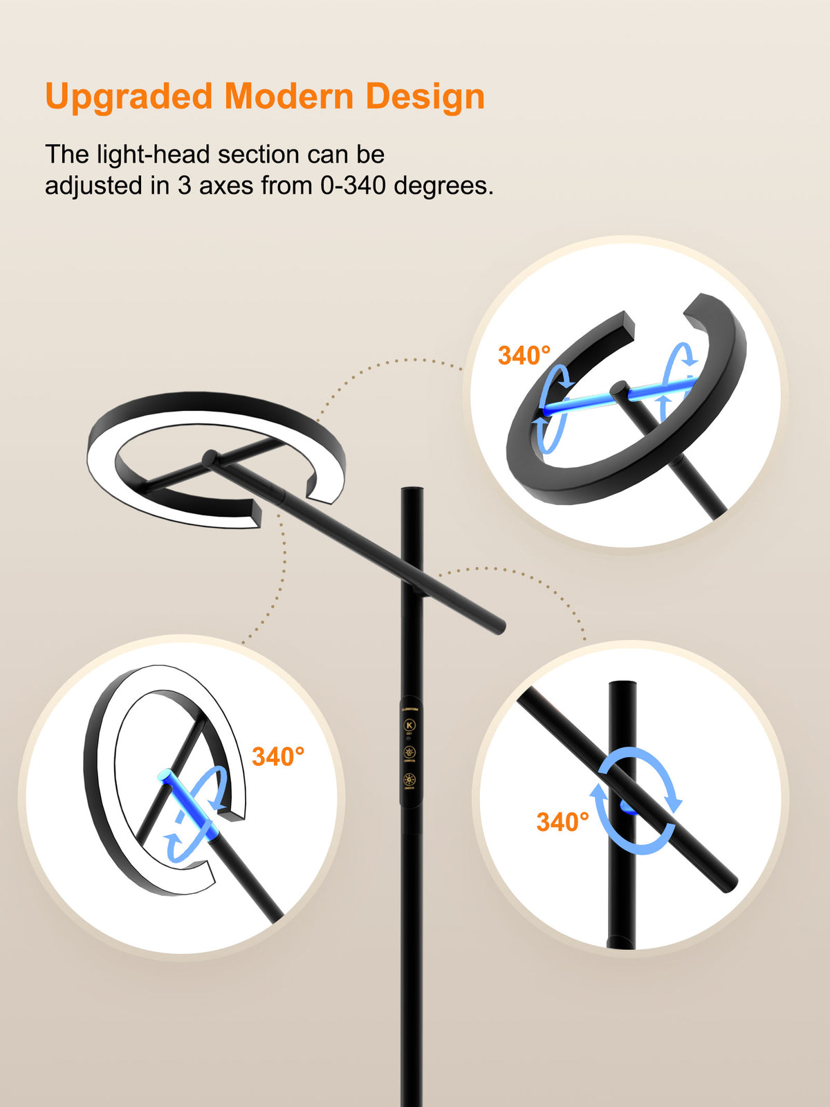 GLOWRIUM® H1B Happy Therapy Floor Lamp - UV-Free, Stepless Dimming, 12,000 Lux Brightness, Remote Control, Timer