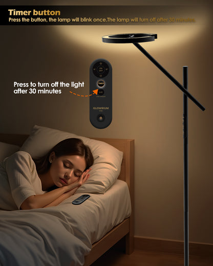 GLOWRIUM® H1B 2700-6500K Reading Floor Lamp with Stepless Dimmable, Rotatable for Living Room &amp; Bedroom &amp; Office
