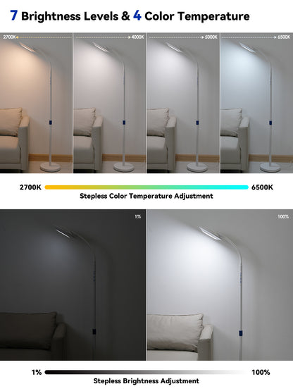 GLOWRIUM® H6 Lichttherapie-Stehlampe - 48.000 Lux UV-freie Vollspektrum-Tageslichtlampe mit Fern- und Touch-Steuerung