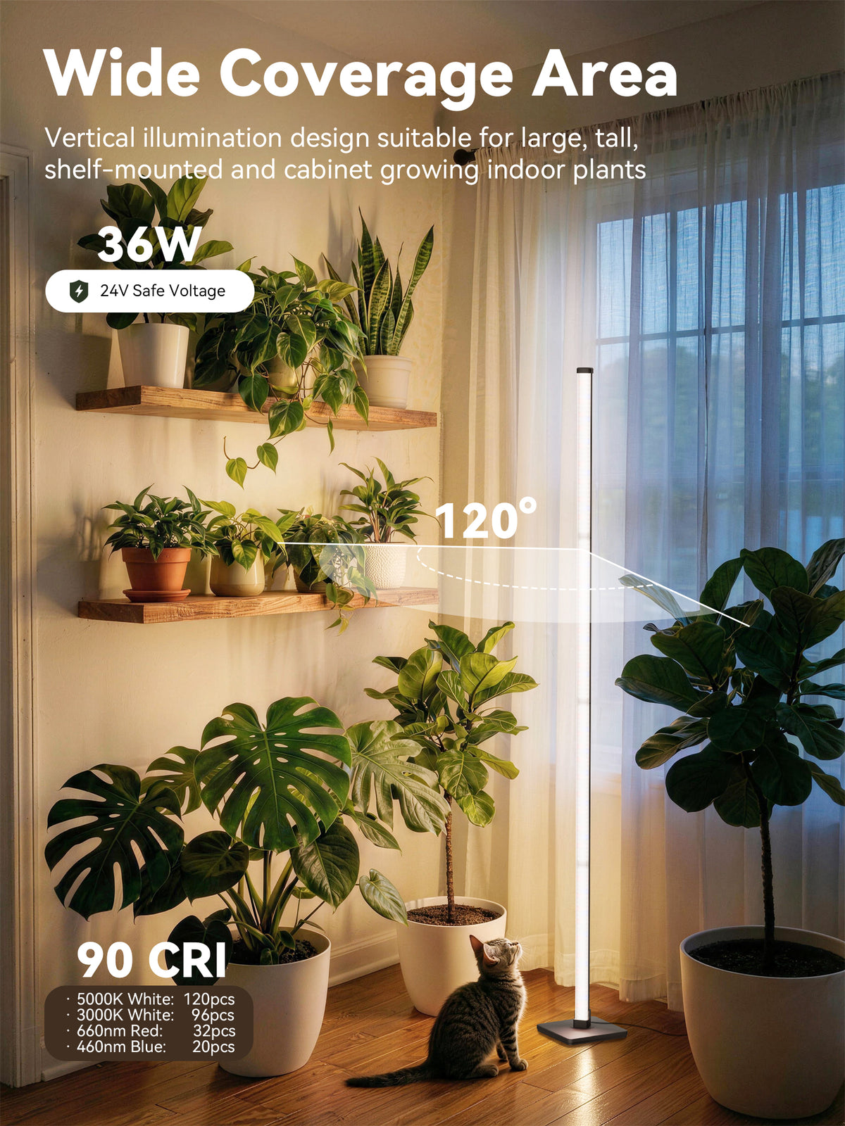 GLOWRIUM G3 36W full spectrum vertical grow light with wide coverage area