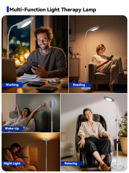 GLOWRIUM® H6 Lichttherapie-Stehlampe - 48.000 Lux UV-freie Vollspektrum-Tageslichtlampe mit Fern- und Touch-Steuerung