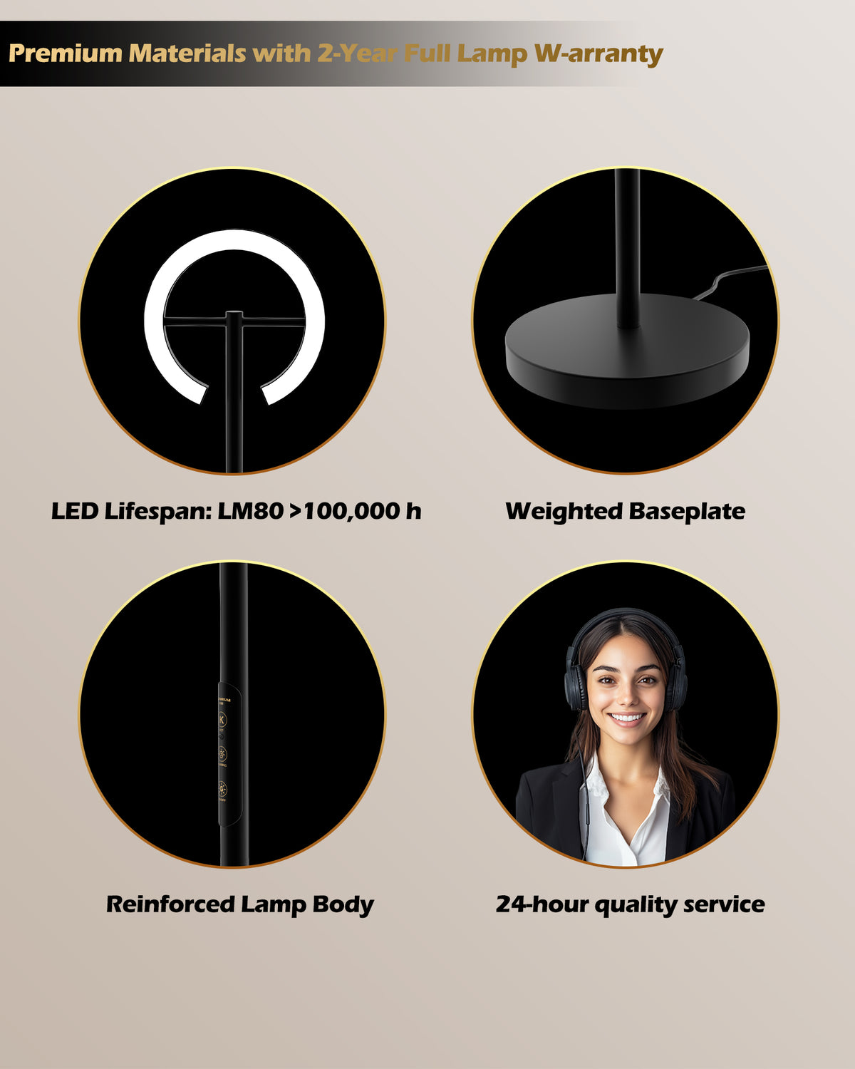 GLOWRIUM® H1B 2700-6500K Reading Floor Lamp with Stepless Dimmable, Rotatable for Living Room &amp; Bedroom &amp; Office