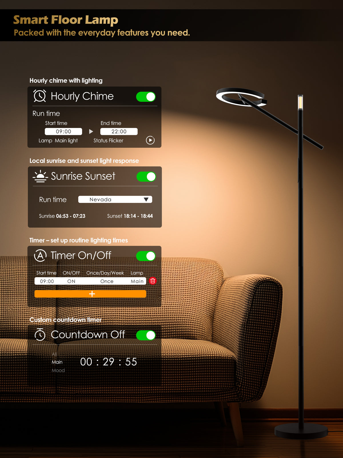 GLOWRIUM® H1 Smart Home Floor Lamp with APP Control &amp; Stepless Dimmable