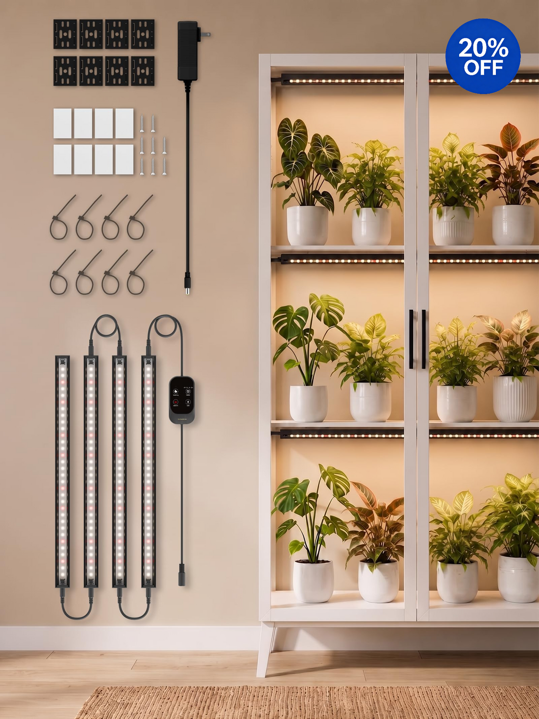 GLOWRIUM® G6 Smart LED Pflanzenlampe für Zimmerpflanzen – Vollspektrum, Auto-Timer, Stufenloses Dimmen, Modular, Plug &amp; Play
