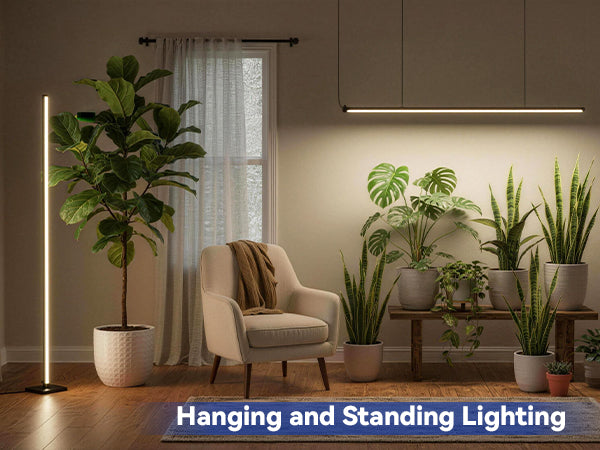 Versatile hanging and standing setups featured on Glowrium G3 LED grow light for houseplants