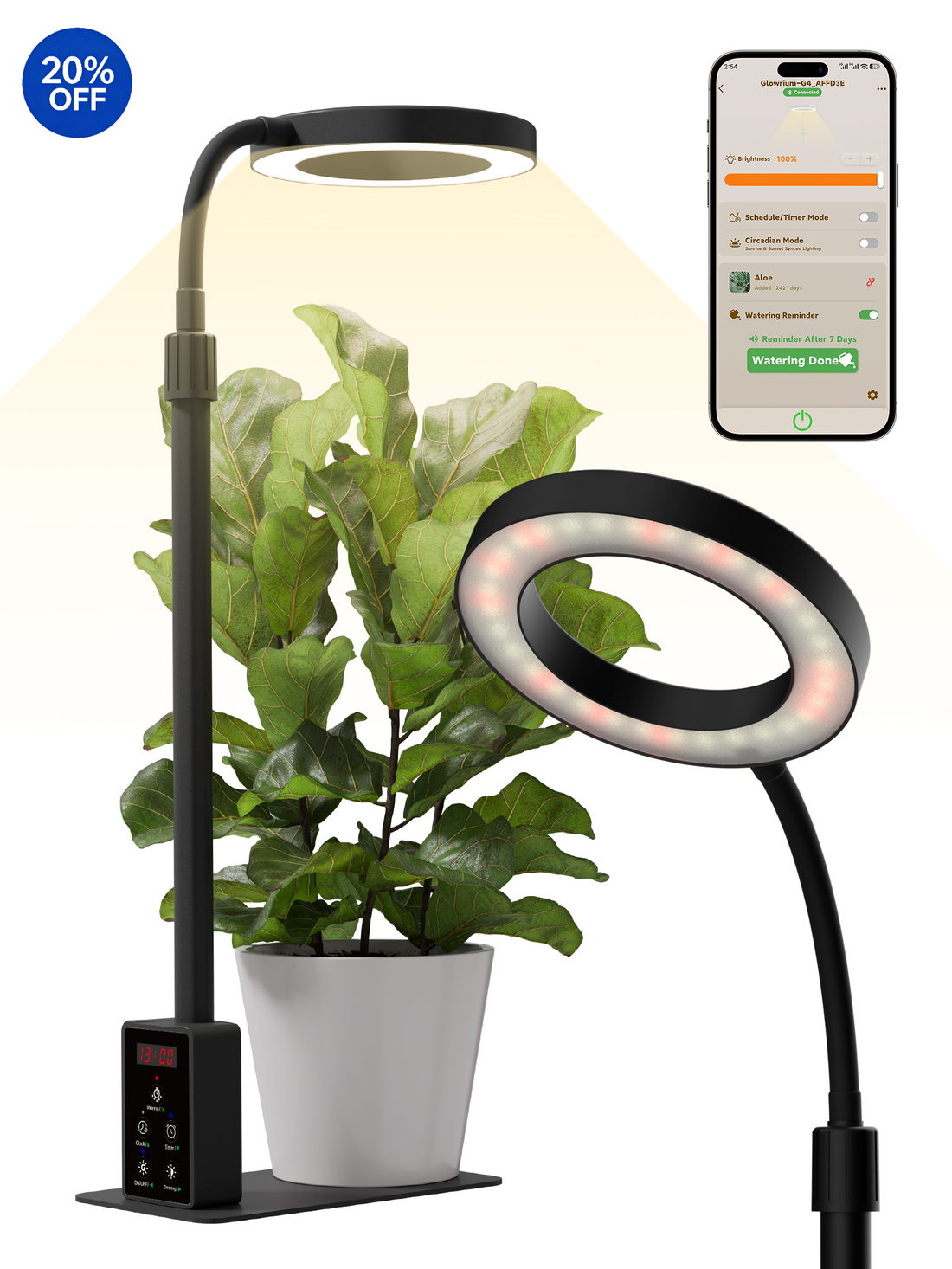 GLOWRIUM G4 | 12W Smart Full Spectrum LED Desktop Grow Light