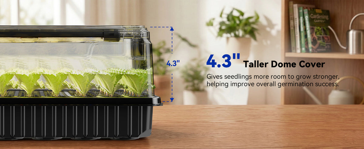 Glowrium G9 seed starter kit featuring an upgraded 4.3 inches taller dome cover
