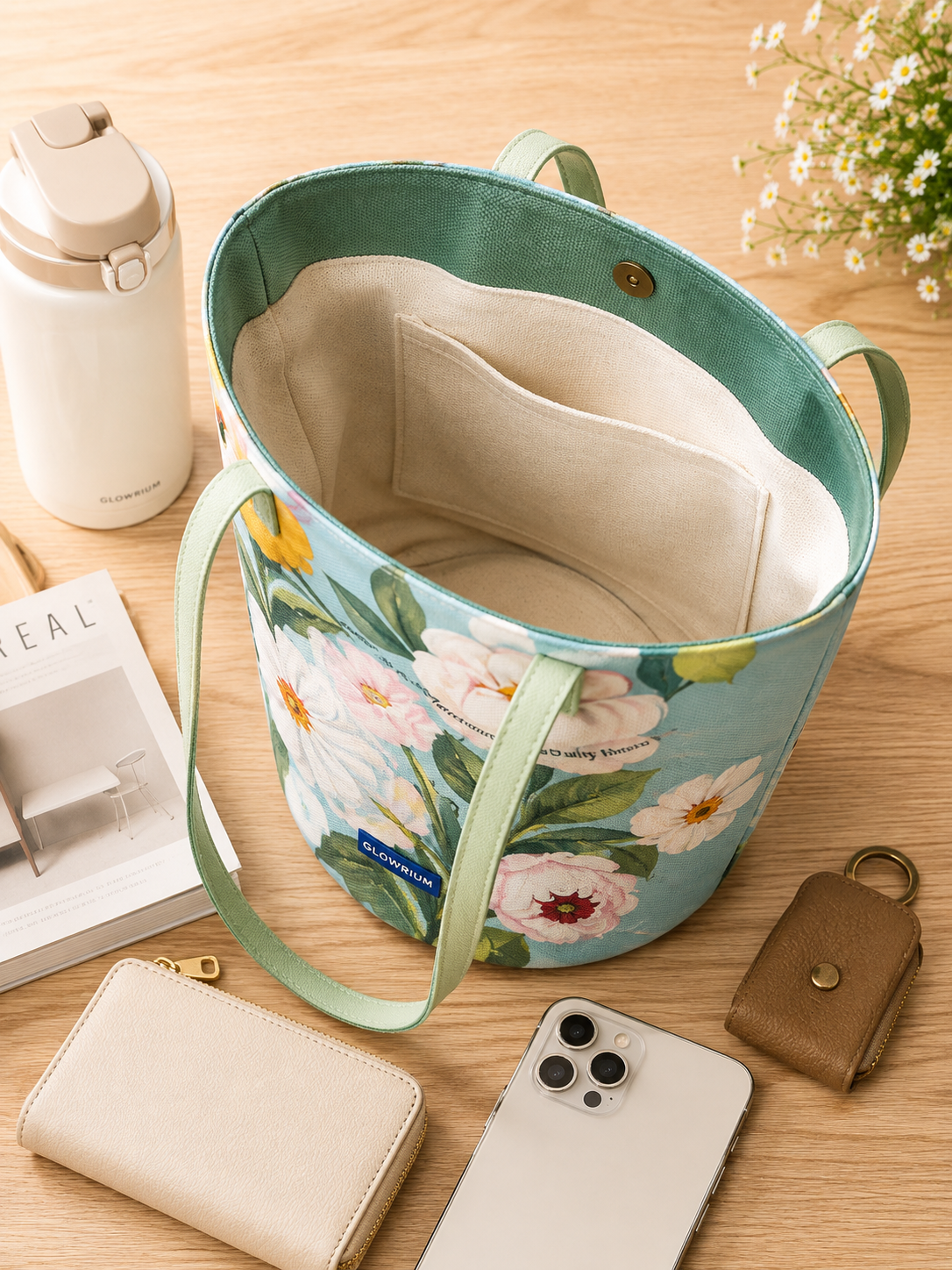 [Ships in October] GLOWRIUM Floral Canvas Tote Bag – Made for Everyday Moments