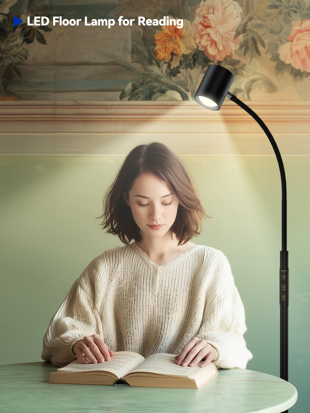 GLOWRIUM® H2B 12W 62" LED Reading Floor Lamp for Living Room &amp; Bedroom &amp; Office