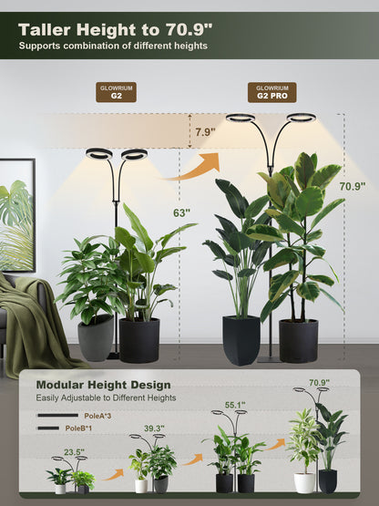 Glowrium G2 Pro adjustable height floor plant light up to 70.9 inches