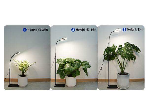 Glowrium G2 adjustable height grow light from 32" to 63" for tall plants