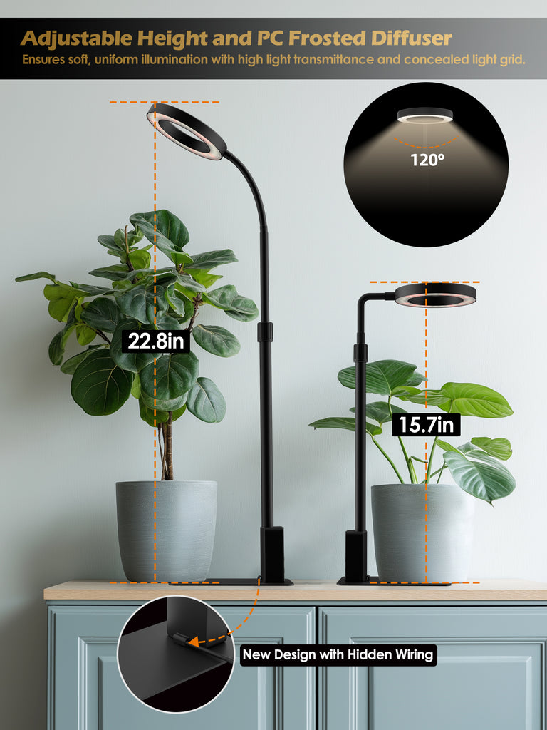 GLOWRIUM® G4 12W Smarte LED Pflanzenlampe - Vollspektrum Zimmerpflanzenlampe mit App-Steuerung, Höhenverstellbar, Dual-Timer, Pflanzenpflege-Assistent