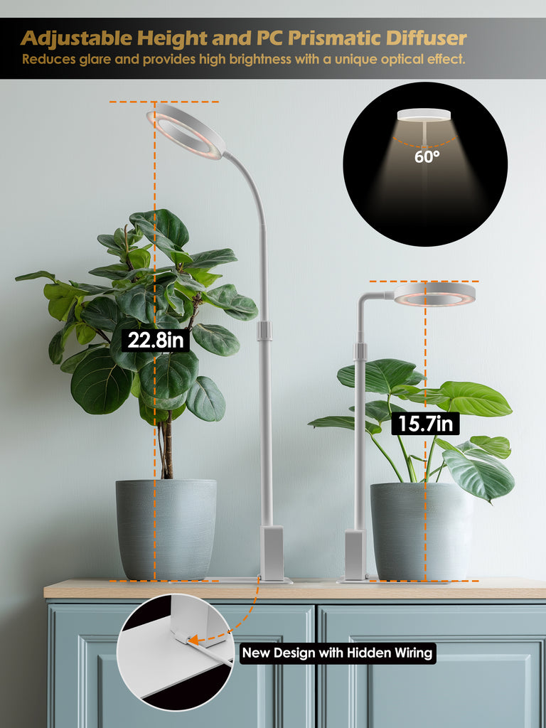 GLOWRIUM® G4 8W Smart LED Grow Light - Full Spectrum Indoor Plant Lamp with App Control, Adjustable Height, Dual Timer, Plant Care Assistant - (ONLY WHITE)